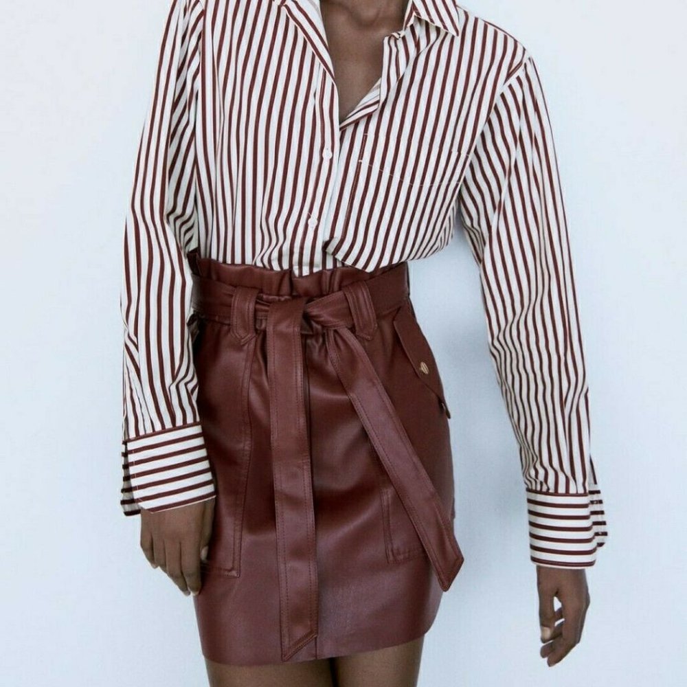 Zara faux leather paperbag skirt SZ L, XL